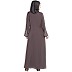 Designer Embellished Nida abaya- Ash Brown